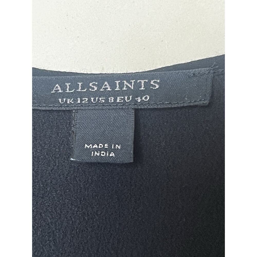 AllSaints Cavarly Maxi Dress Black Layered Ruffle Racerback US 8 UK 12 - Picture 6 of 8
